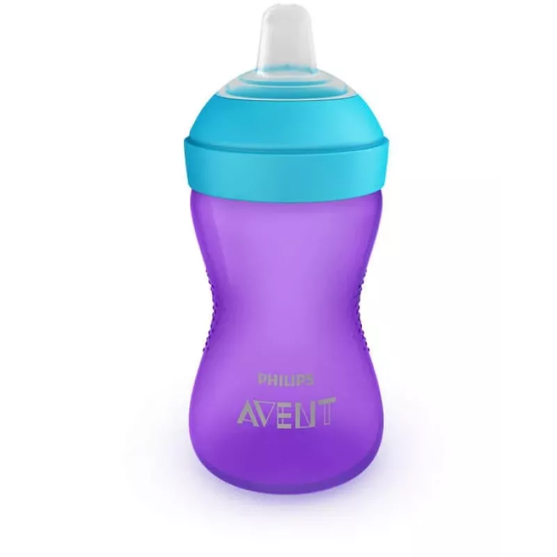 Vaso de aprendizaje Philips AVENT My Grippy con boquilla suave 300 ml, 9m+, lila