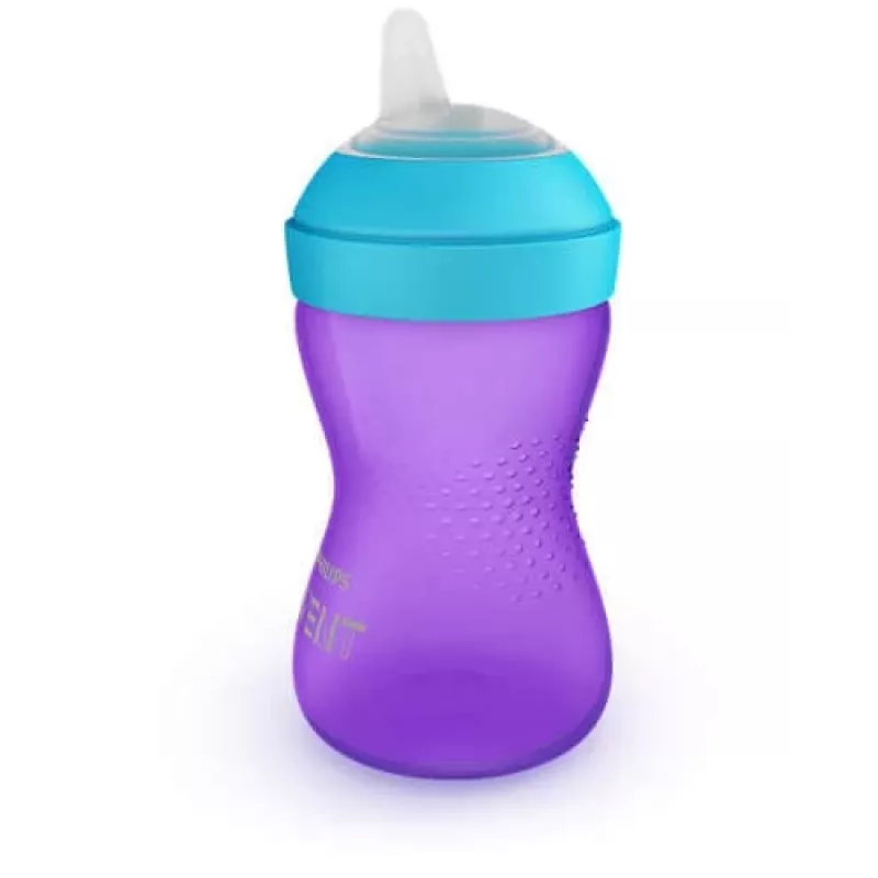 Vaso de aprendizaje Philips AVENT My Grippy con boquilla suave 300 ml, 9m+, lila