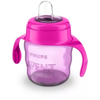 Philips AVENT Easy Sip vaso de aprendizaje con asas, 6M+, 200 ml, boquilla de silicona, rosa