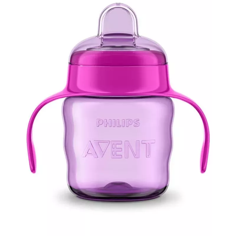 Philips AVENT Easy Sip vaso de aprendizaje con asas, 6M+, 200 ml, boquilla de silicona, rosa
