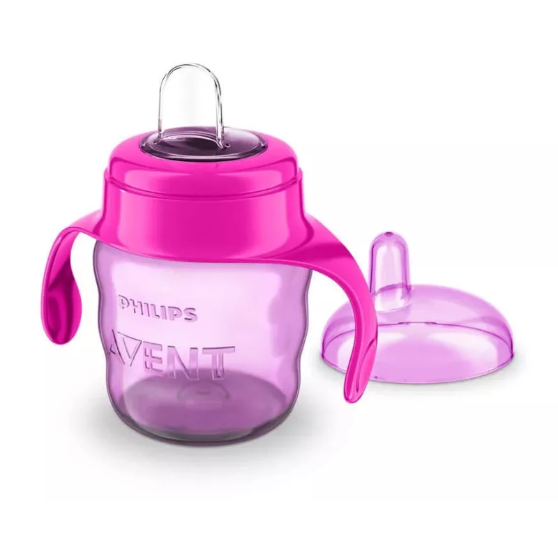 Philips AVENT Easy Sip vaso de aprendizaje con asas, 6M+, 200 ml, boquilla de silicona, rosa