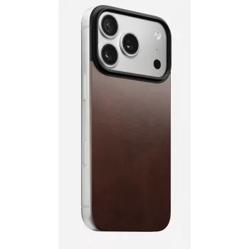 NOMAD Magnetic Leather Back para iPhone 17 compatible con MagSafe piel Horween Rustic Brown