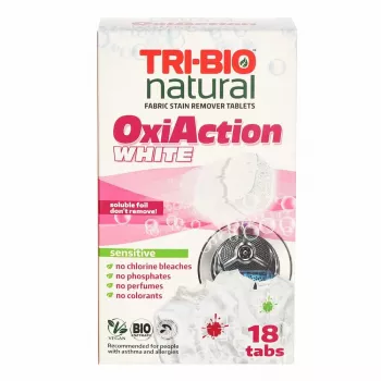 Pastillas detergente TRI-BIO Oxy-Action White, 18 pastillas