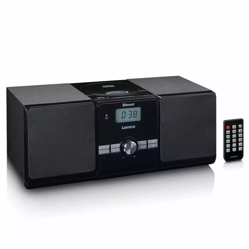 Microcadena Lenco MC-030BK con Bluetooth, CD, radio FM, USB, AUX, negra