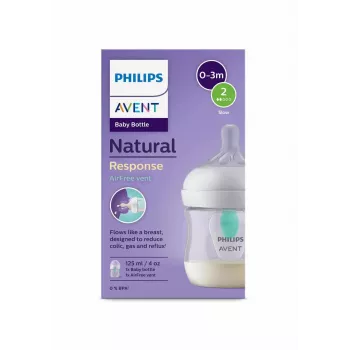 Biberón anticólicos Philips Avent Natural Response con válvula AirFree, 125 ml, tetina flujo 1 recién nacido, 0m+
