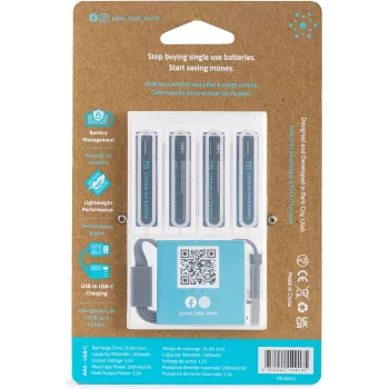 Pila AAA de litio recargable por USB-C Pale Blue PB-AAA-C