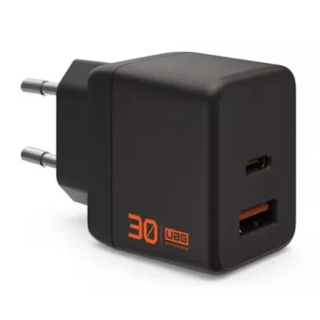 Cargador de pared UAG Urban Armor Gear SRGE GaN 30W PD USB-C/USB-A negro 9B443511V4040