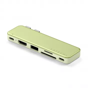 Satechi USB-C Snap Hub – Adaptador multipuerto con HDMI 4K, USB de 5Gbps, lector de tarjetas, PD 45W (Citrus)