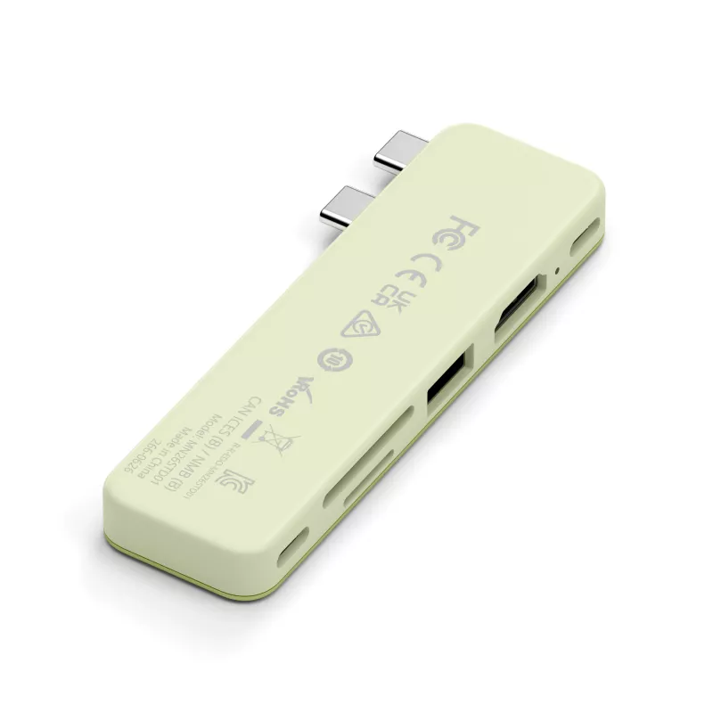 Satechi USB-C Snap Hub – Adaptador multipuerto con HDMI 4K, USB de 5Gbps, lector de tarjetas, PD 45W (Citrus)