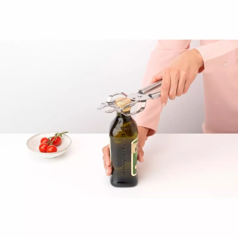 Abridor de latas Brabantia Profile de acero inoxidable mate con mecanismo de corte lateral