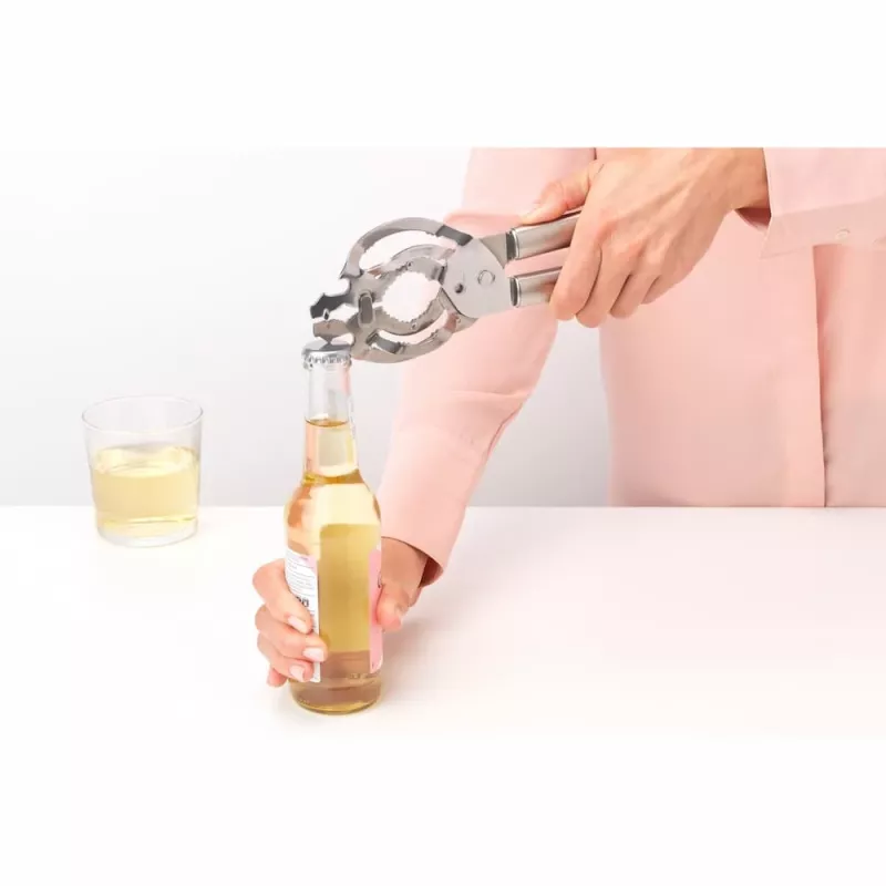 Abridor de latas Brabantia Profile de acero inoxidable mate con mecanismo de corte lateral