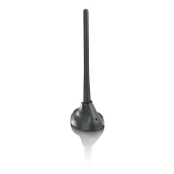 PHILIPS SDV5100/12 Antena de televisión de interior con amplificación de 18 dB, UHF/VHF/FM, negro