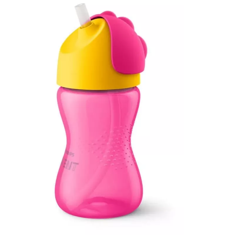Philips Avent Vaso con pajita flexible, 300 ml, 12m+, rosa