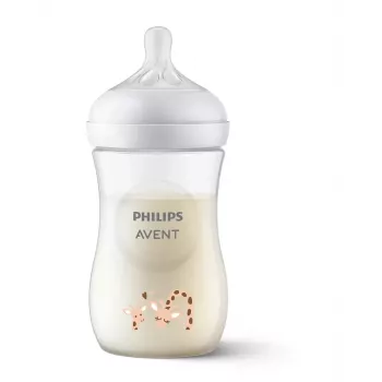 Philips Avent Biberón Natural Response Giraffe 260 ml, tetina de flujo medio, 1m+