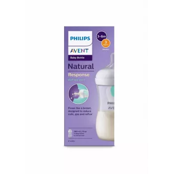 Philips Avent Biberón anticólicos Natural Response con válvula AirFree 260 ml, tetina de flujo medio, 1M+