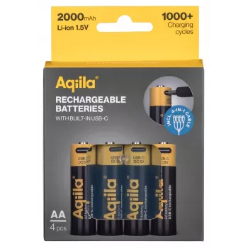 AQIILA Pilas AA de litio recargables por USB-C, 1,2V, pack de 4 (AQ200AA367C4)