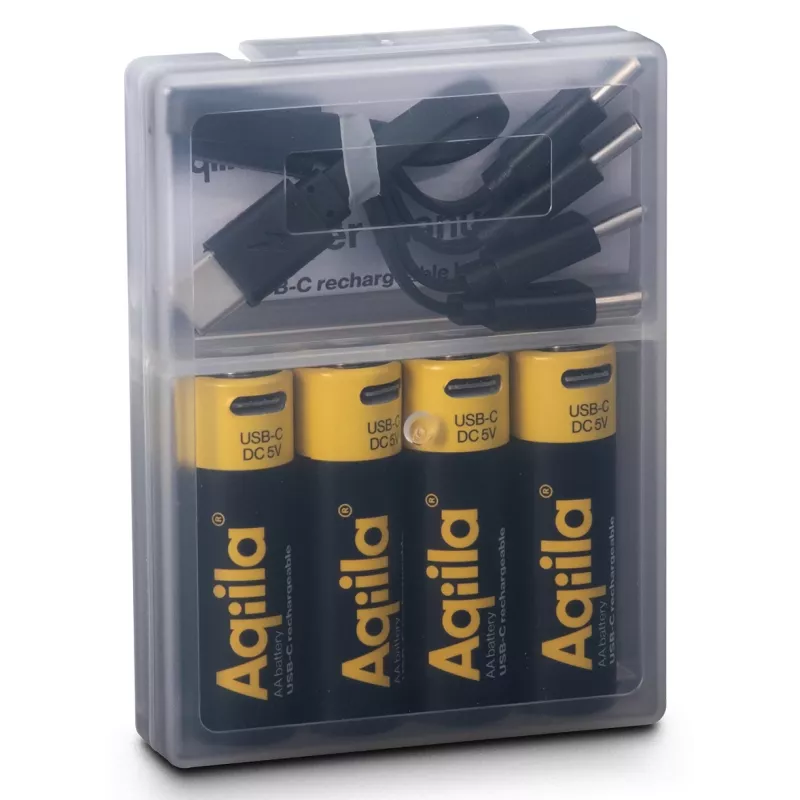 AQIILA Pilas AA de litio recargables por USB-C, 1,2V, pack de 4 (AQ200AA367C4)