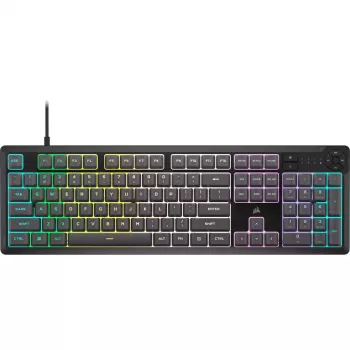 CORSAIR K55 Core Teclado gaming de membrana RGB, RGB dinámico de 3 zonas, 6 teclas de macro, reposamuñecas extraíble, USB alámbrico, Negro/Gris