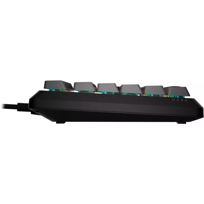 CORSAIR K55 Core Teclado gaming de membrana RGB, RGB dinámico de 3 zonas, 6 teclas de macro, reposamuñecas extraíble, USB alámbrico, Negro/Gris