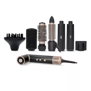 Melissa Moldeador de pelo multiusos 7 en 1, con recubrimiento cerámico, 180°C, Negro/Plata