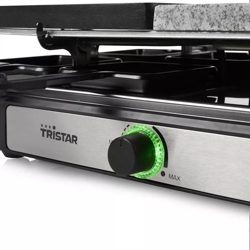 Tristar RA-2747 raclette con recubrimiento antiadherente, luz de control, función grill, negro, piedra