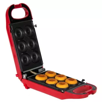 Trebs máquina de snacks 6 en 1 roja – gofres, sándwich, grill, donuts, poffertjes, cupcake