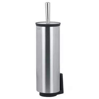 Brabantia ReNew Escobilla de inodoro y soporte, acero mate, montaje en pared o de pie, cabezal de cepillo reemplazable