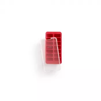 LEKUE Cubitera rectangular con tapa, 14 cubos, rojo