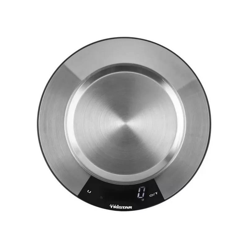 Tristar KW-2453 Báscula de cocina digital con bol de acero inoxidable, capacidad 5 kg, precisión 1 g, pantalla LCD, función tara, plata