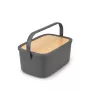 Panera con tapa abatible Brabantia, gris oscuro mate, capacidad para 2 panes, acero