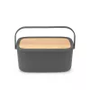 Panera con tapa abatible Brabantia, gris oscuro mate, capacidad para 2 panes, acero