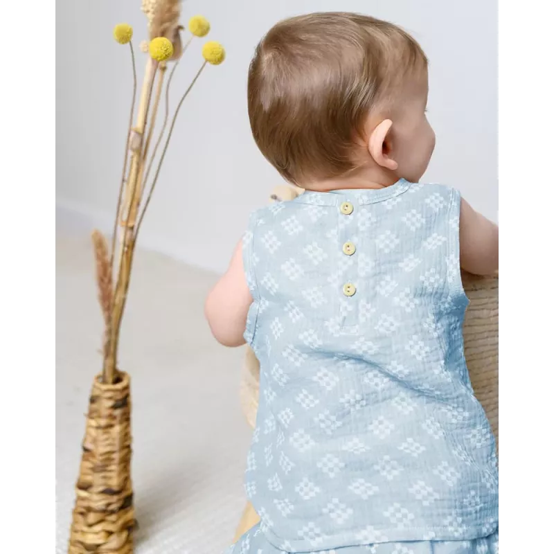 Camiseta de tirantes para bebé Lodger Tank Topper Tribe de muselina, Ice Flow, 68 cm