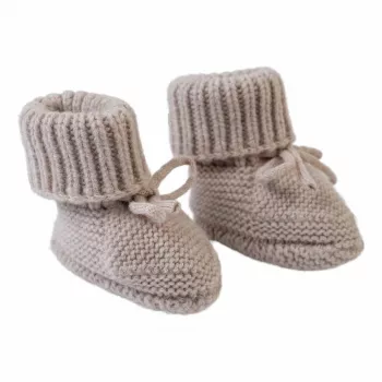 Zapatillas Lodger Slipper Folklore de lana merino para bebé, beige, 0-6 meses