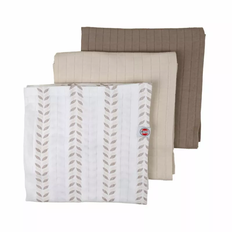 Arrullo de algodón Lodger Swadler Solid Matcha, birch, 70x70 cm, pack de 3