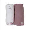 Lodger Swadler Solid Matcha Paño de arrullo de algodón, Powder Rose, 110x110 cm, pack de 2