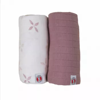 Lodger Swadler Solid Matcha Paño de arrullo de algodón, Powder Rose, 110x110 cm, pack de 2