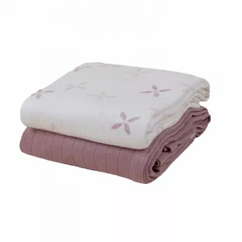 Lodger Swadler Solid Matcha Paño de arrullo de algodón, Powder Rose, 110x110 cm, pack de 2