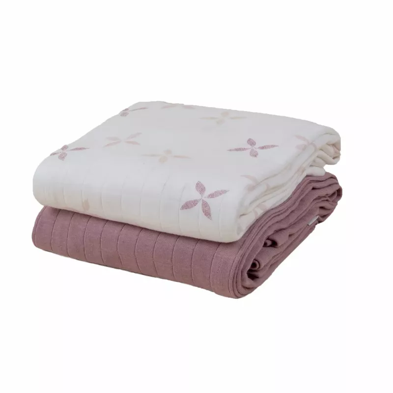 Lodger Swadler Solid Matcha Paño de arrullo de algodón, Powder Rose, 110x110 cm, pack de 2