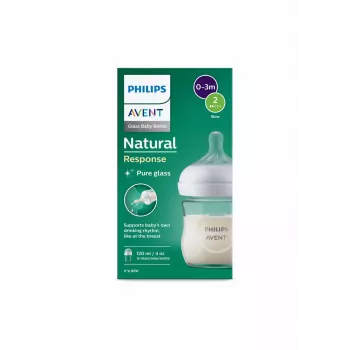 Philips Avent Natural Response Biberón de cristal 125 ml con tetina para recién nacido, 0m+