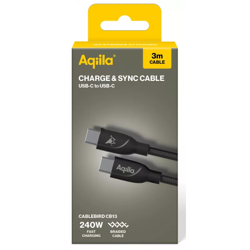 AQIILA cable de carga y sincronización USB-C a USB-C 3 m negro AQCBPBICB4BD881