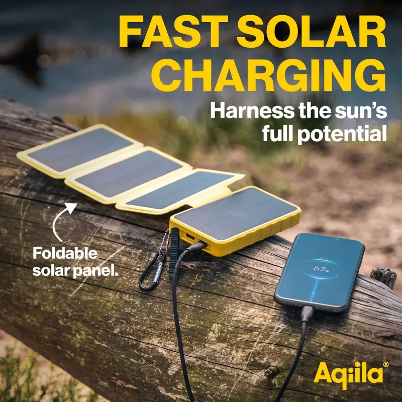 Aqiila Powerbird BS10 batería solar portátil 10000 mAh negra y naranja