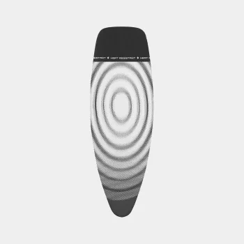 Brabantia funda de tabla de planchar Titan Oval, 135 x 45 cm, talla D, acolchado de 8 mm, superficie de algodón con espuma, gris metálico