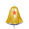 Souza! Disfraz de superheroína vestido con capa, rosa/dorado/azul, 5-7 años (116-128 cm)