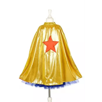 Souza! Disfraz de superheroína vestido con capa, rosa/dorado/azul, 5-7 años (116-128 cm)