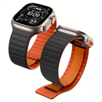 Spigen Athlex Air M correa para Apple Watch 8/9/10/11/SE/Ultra (44/45/46/49 mm) – negro/naranja