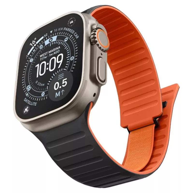 Spigen Athlex Air M correa para Apple Watch 8/9/10/11/SE/Ultra (44/45/46/49 mm) – negro/naranja