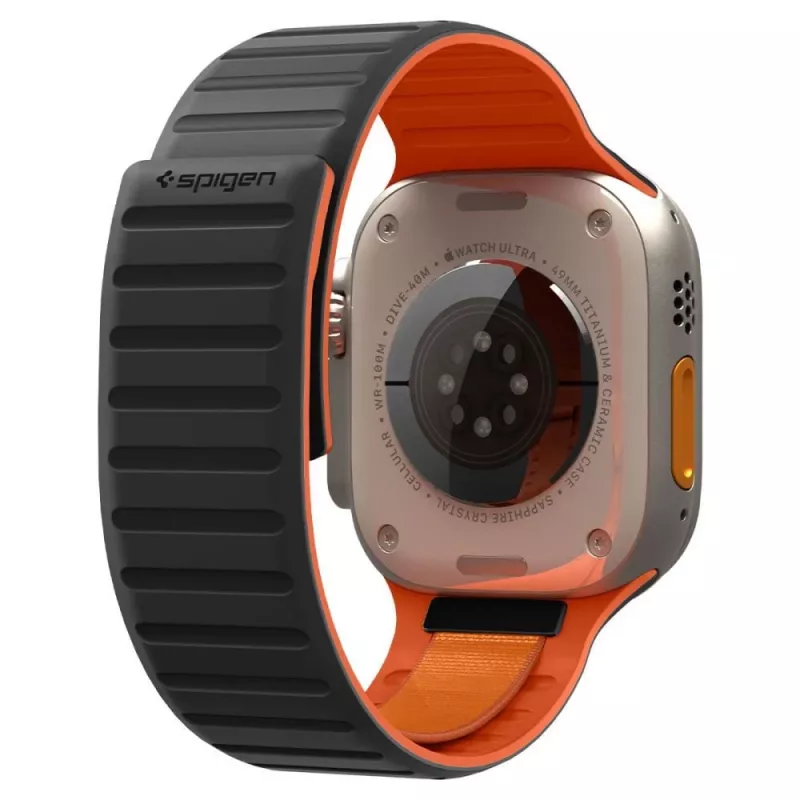 Spigen Athlex Air M correa para Apple Watch 8/9/10/11/SE/Ultra (44/45/46/49 mm) – negro/naranja