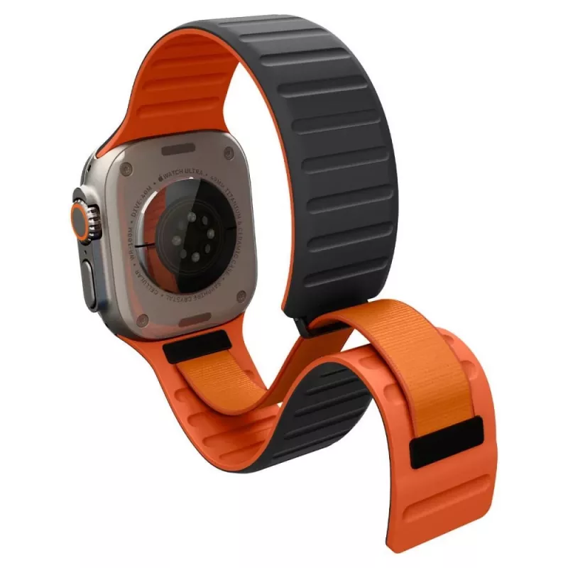 Spigen Athlex Air M correa para Apple Watch 8/9/10/11/SE/Ultra (44/45/46/49 mm) – negro/naranja