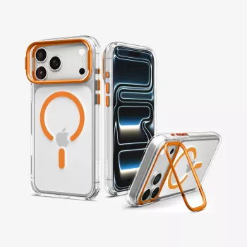 Spigen Ultra Hybrid Optik S funda MagSafe para iPhone 17 Pro / 18 Pro - transparente/naranja