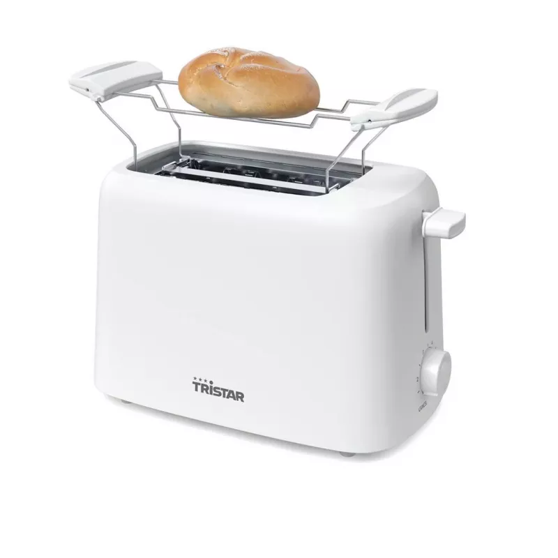 Tristar BR-1061 tostadora con rejilla para panecillos, función de descongelación, función de recalentamiento, protección contra sobrecalentamiento, blanca